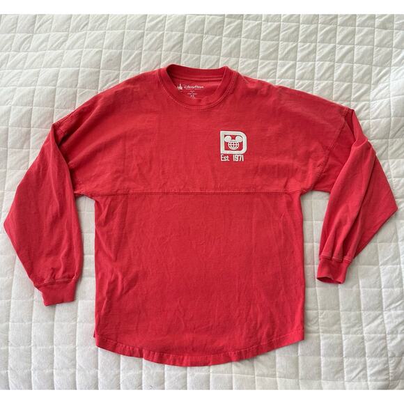 WALT DISNEY WORLD Womens Spirit Jersey XS Coral Pink Back Spell Out Long Sleeve - Picture 5 of 13